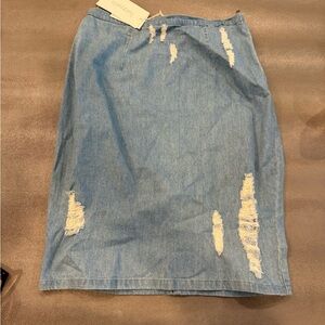 Lucy Paris Distressed Denim Skirt. Size S